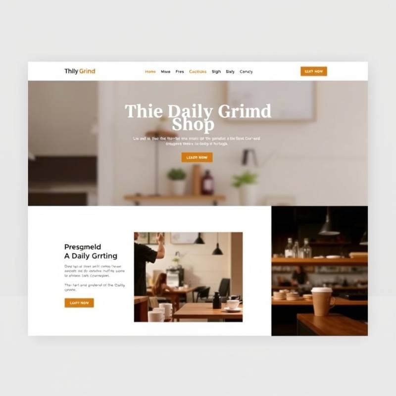 Website design showcasing a minimalist layout and high-quality images for 'The Daily Grind' coffee shop.